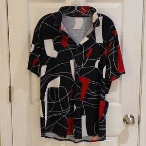 Fun Patterned Button Down Short Sleeve Shirt